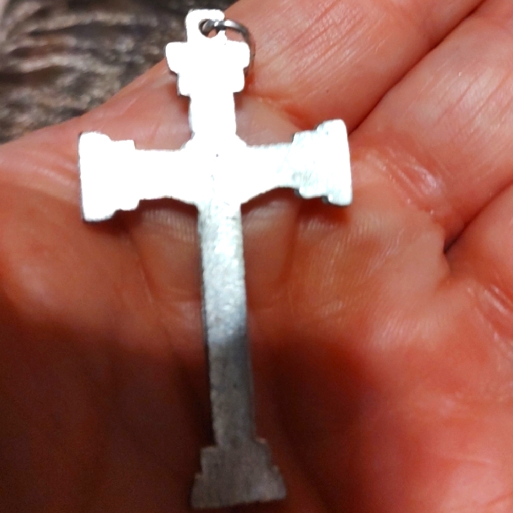 ▫️✝️▫️Beautiful Vintage Deadstock Ornate Silver Metal Crucifix Cross Pendant - Picture 13 of 15